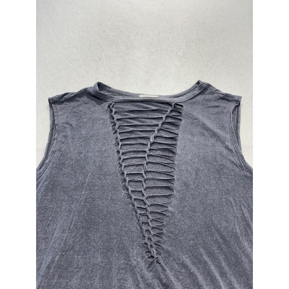 Tinywillow Womens Large Gray Crew Neck Ladder Cutout Sleeveless Tank Top - Picture 2 of 8